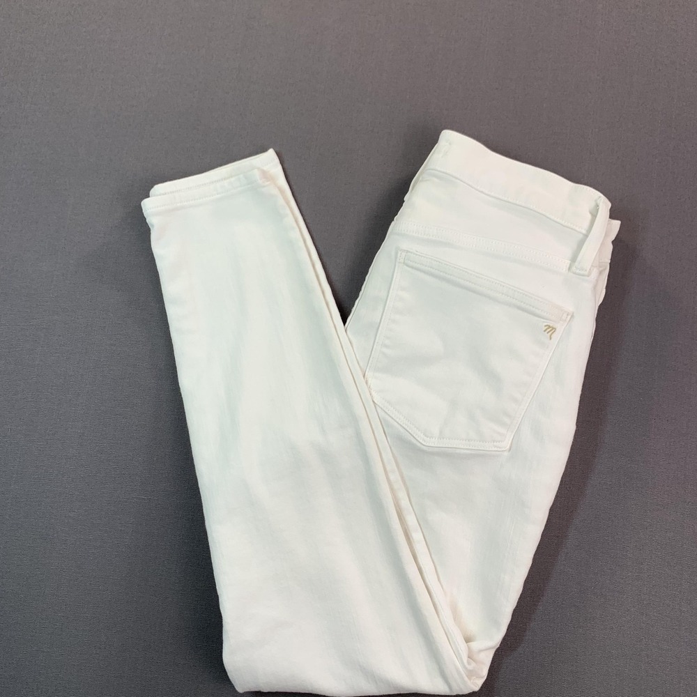 Madewell Jean Women 28x26 White 9" Mid-Rise Skinny Crop Stretch Denim Light Wash